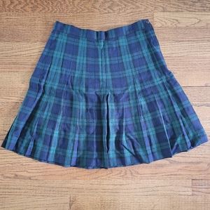 Vintage Schoolgirl Plaid Skirt Navy Green